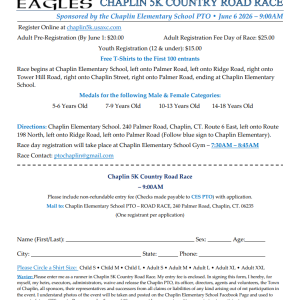 2026 Chaplin Country 5k Road Race